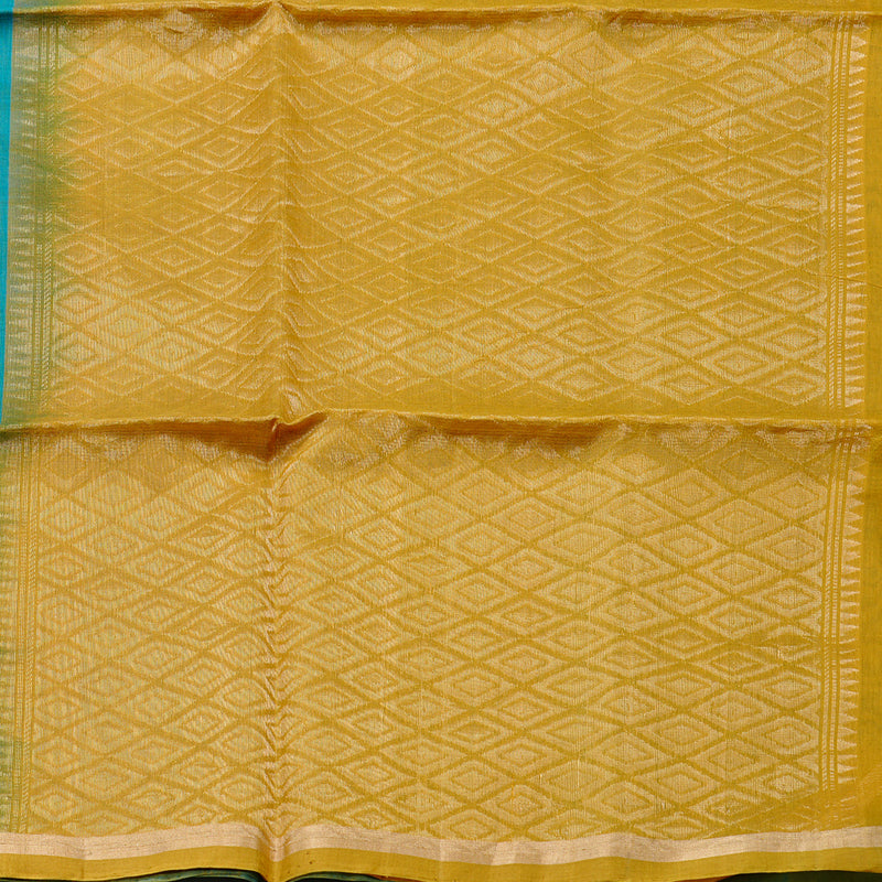 Hayagrivas Handloom Kora Silk Cotton Saree in Luxurious Teal Blue KBD1779A2-70