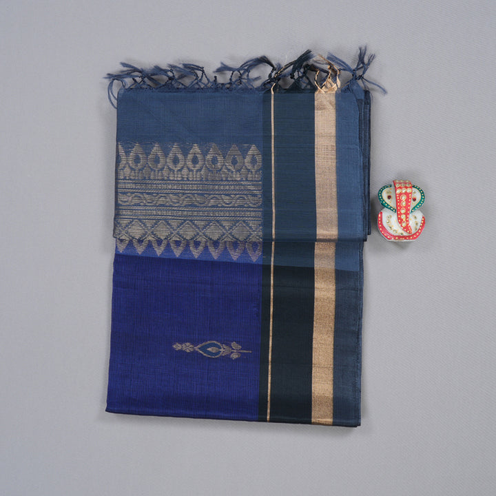 Hayagrivas Handloom Kora Silk Cotton Saree in Timeless Blue KBD1779A3-5