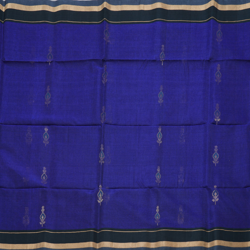 Hayagrivas Handloom Kora Silk Cotton Saree in Timeless Blue KBD1779A3-5