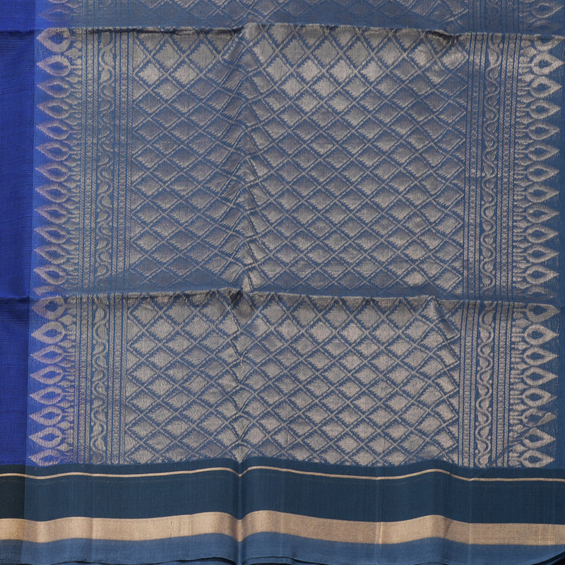 Hayagrivas Handloom Kora Silk Cotton Saree in Timeless Blue KBD1779A3-5