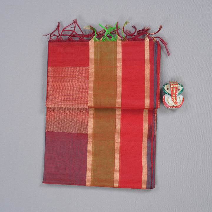 Hayagrivas Handloom Kora Silk Cotton Saree in Unique Dual Tone (Grey With Red) KBD1779A3-9