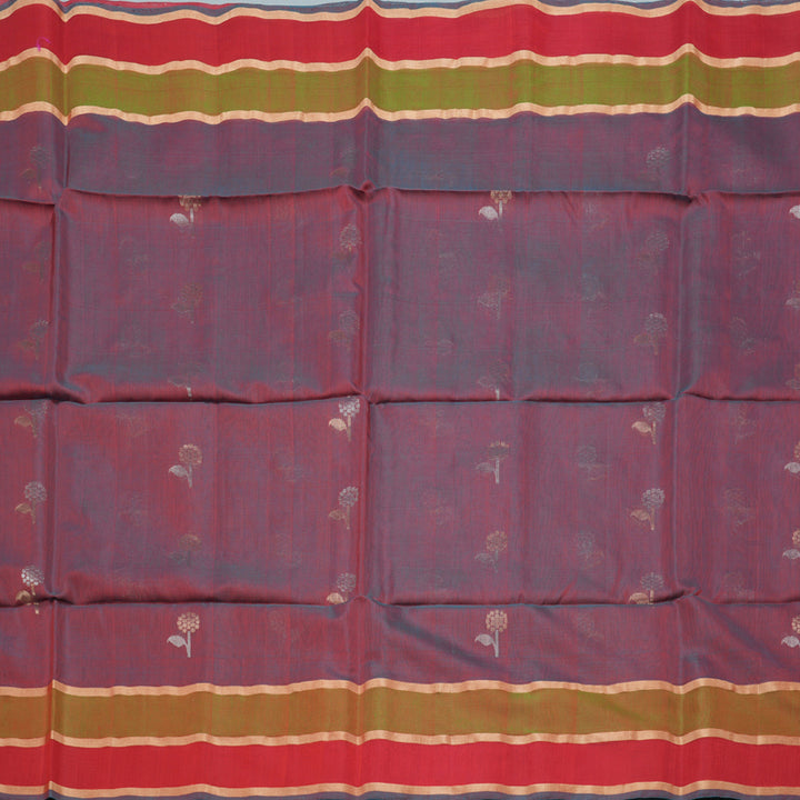 Hayagrivas Handloom Kora Silk Cotton Saree in Unique Dual Tone (Grey With Red) KBD1779A3-9