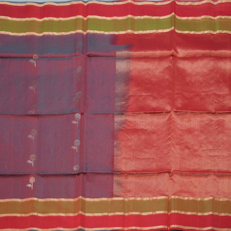 Hayagrivas Handloom Kora Silk Cotton Saree in Unique Dual Tone (Grey With Red) KBD1779A3-9