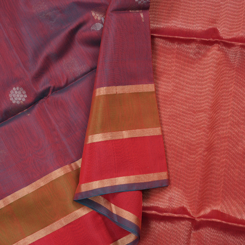 Hayagrivas Handloom Kora Silk Cotton Saree in Unique Dual Tone (Grey With Red) KBD1779A3-9