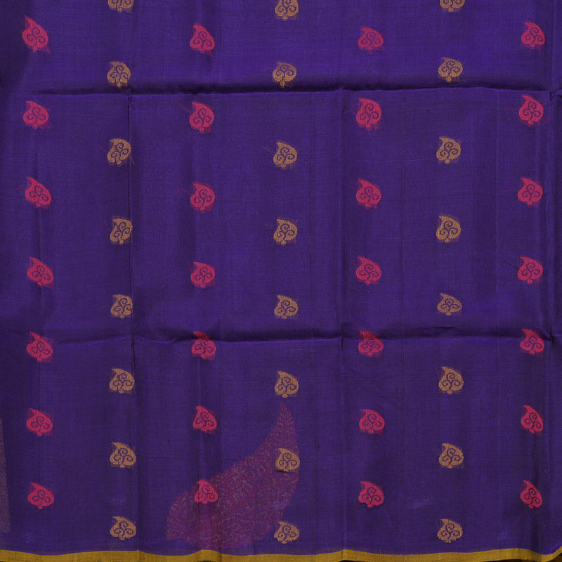 Hayagrivas Handloom Kora Silk Cotton Saree in Enchanting Blue KBD1779A4-1