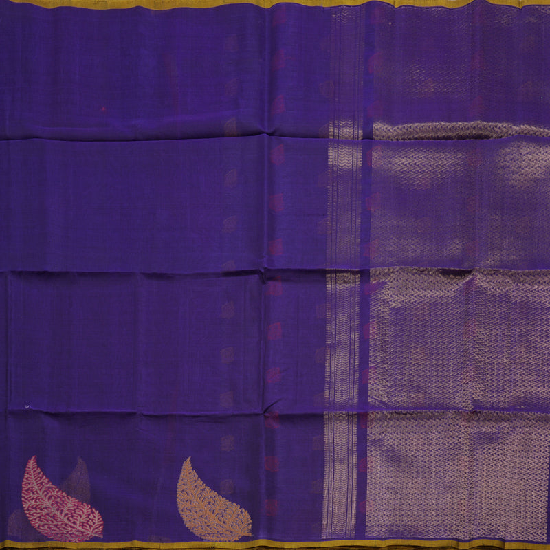 Hayagrivas Handloom Kora Silk Cotton Saree in Enchanting Blue KBD1779A4-1