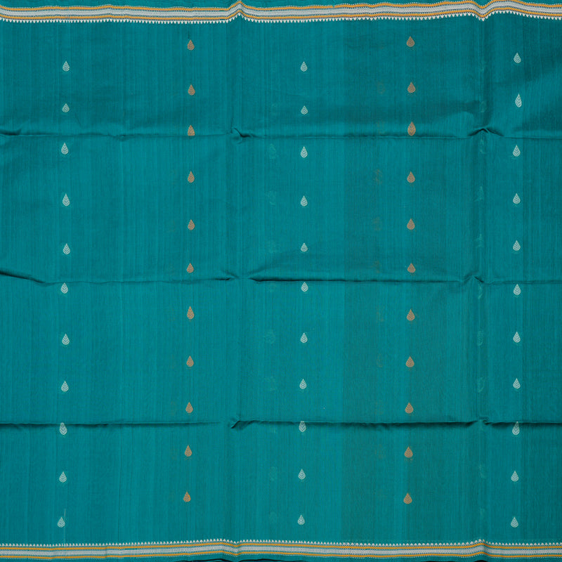 Hayagrivas Handloom Kora Silk Cotton Saree in Captivating Teal Blue KBD1779A4-27