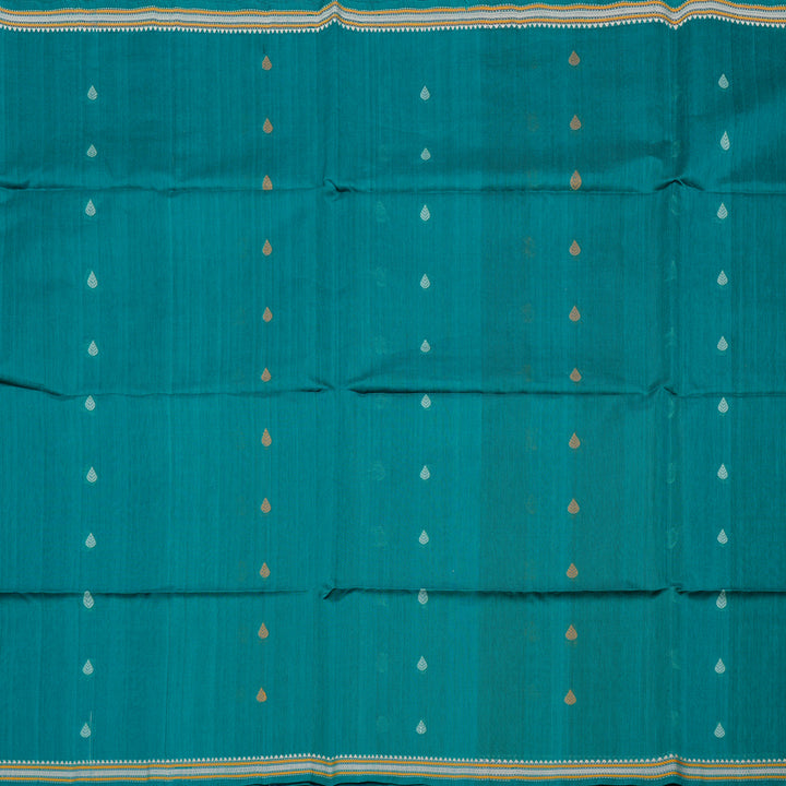 Hayagrivas Handloom Kora Silk Cotton Saree in Captivating Teal Blue KBD1779A4-27