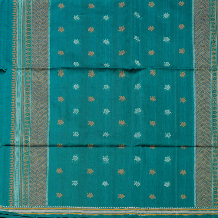 Hayagrivas Handloom Kora Silk Cotton Saree in Captivating Teal Blue KBD1779A4-27