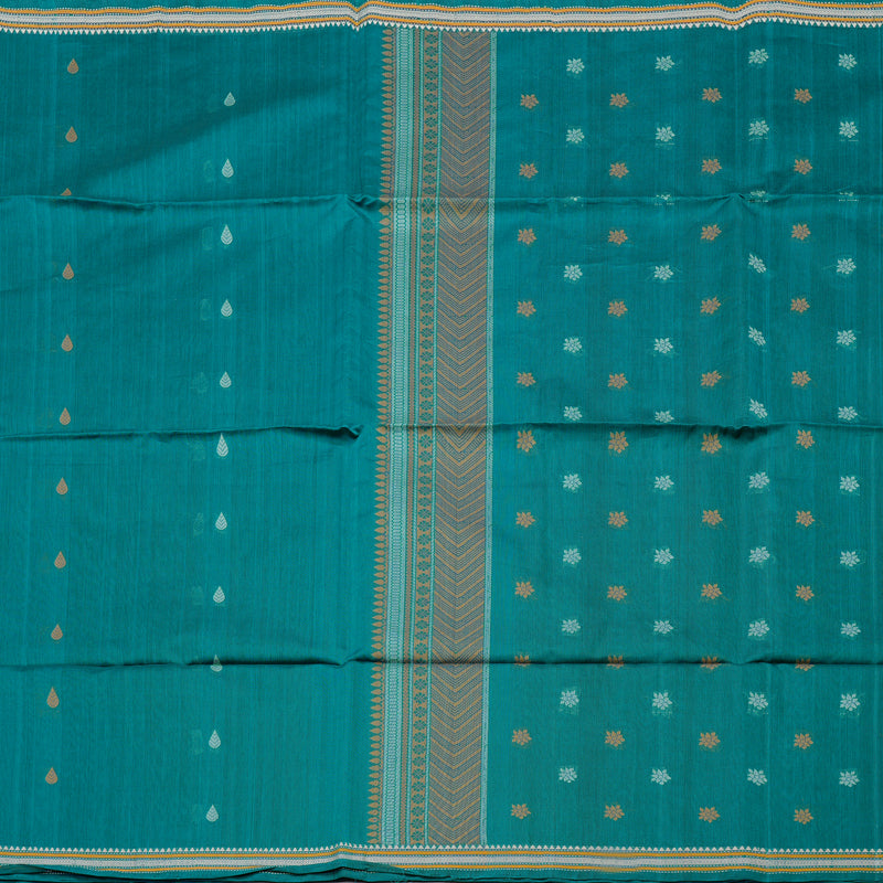 Hayagrivas Handloom Kora Silk Cotton Saree in Captivating Teal Blue KBD1779A4-27