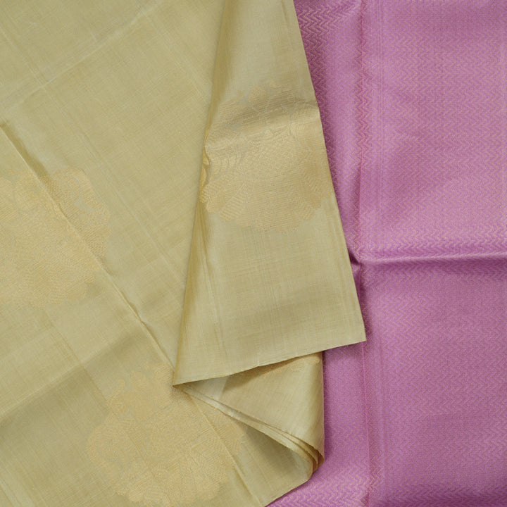 Hayagrivas Handloom Pure Beige Soft Silk Saree KBD1788A2-7