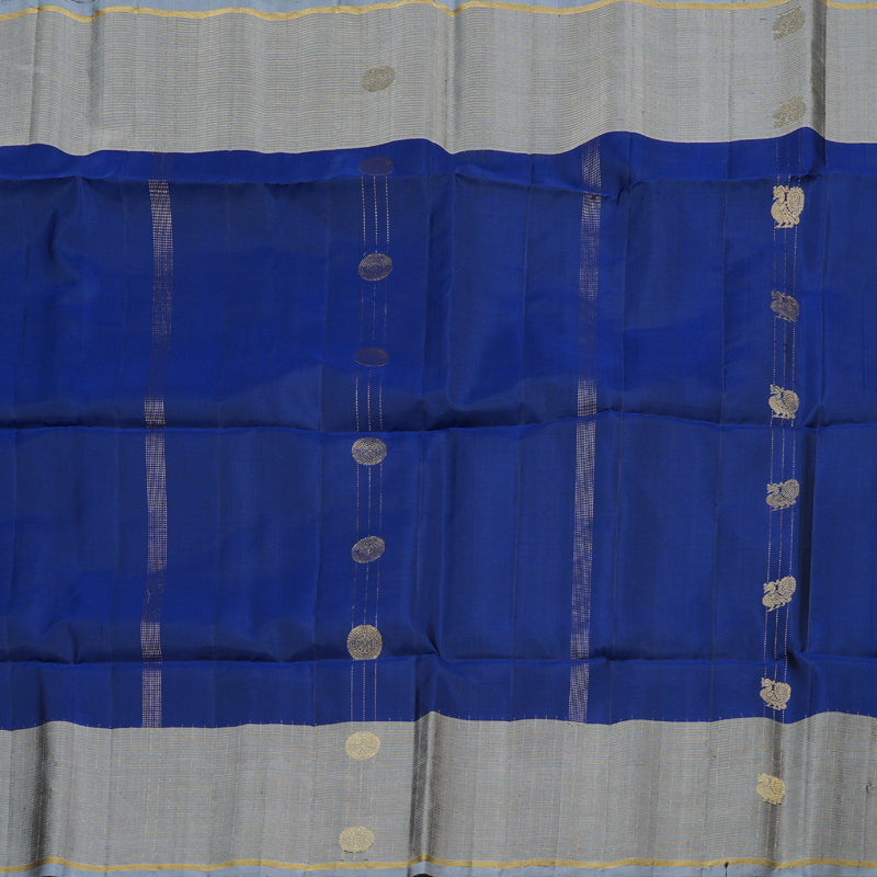 Hayagrivas Majestic Blue Handloom Soft Silk Saree with Dark Grey Border KBD1788A3-10