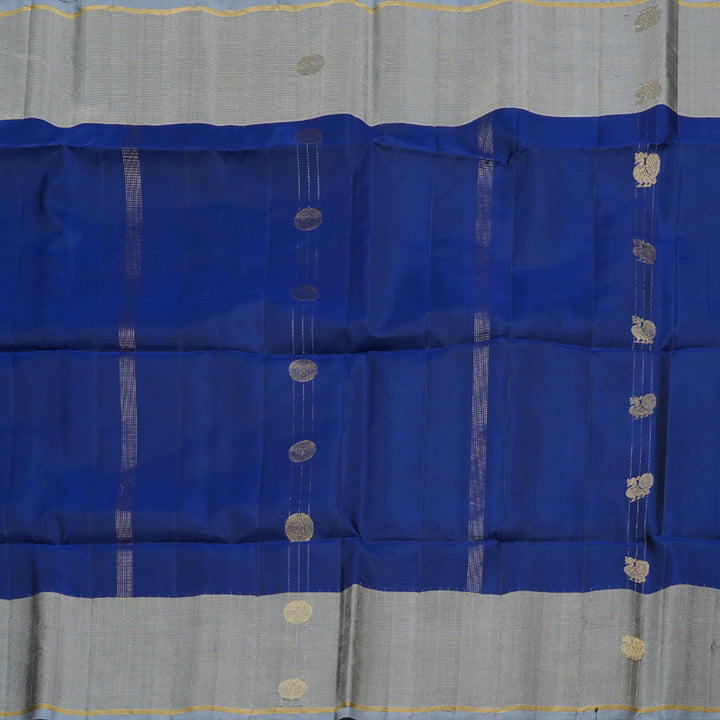 Hayagrivas Majestic Blue Handloom Soft Silk Saree with Dark Grey Border KBD1788A3-10