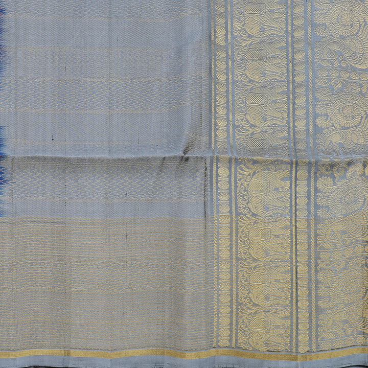 Hayagrivas Majestic Blue Handloom Soft Silk Saree with Dark Grey Border KBD1788A3-10