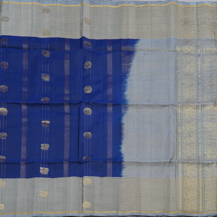 Hayagrivas Majestic Blue Handloom Soft Silk Saree with Dark Grey Border KBD1788A3-10