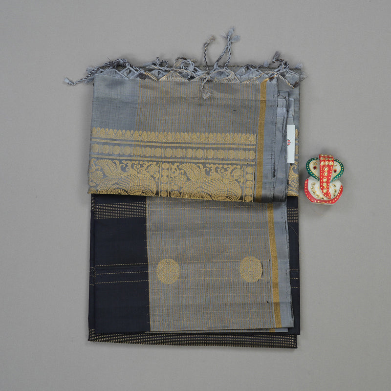 Hayagrivas Handloom Soft Silk Saree in Majestic Black KBD1788A3-11