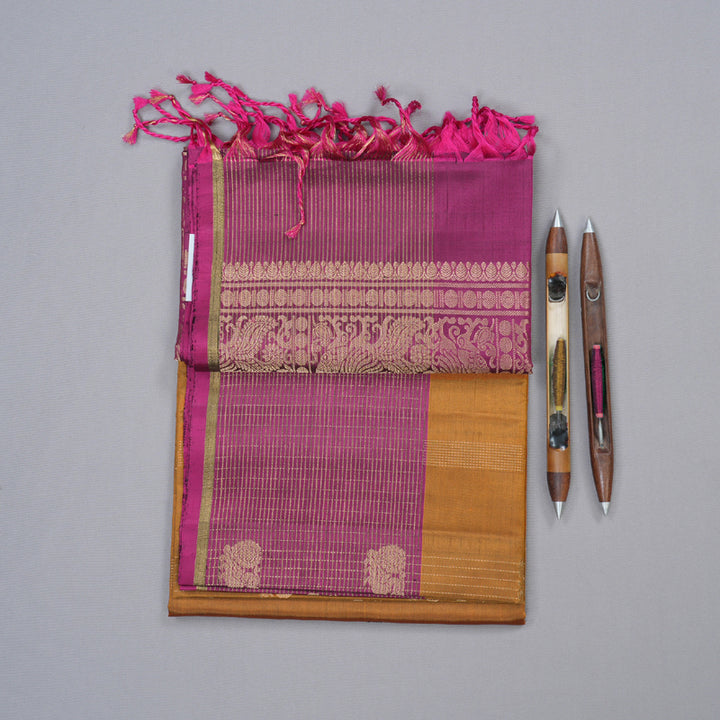 Hayagrivas Handloom Soft Silk Saree in Radiant Honey Orange with Majestic Pink Contrast KBD1788A3-12