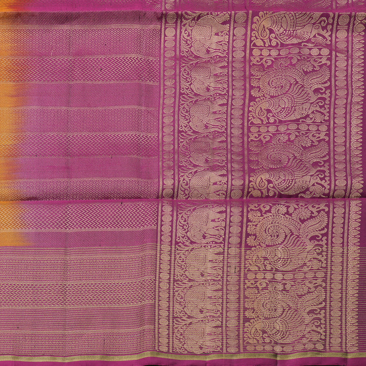 Hayagrivas Handloom Soft Silk Saree in Radiant Honey Orange with Majestic Pink Contrast KBD1788A3-12