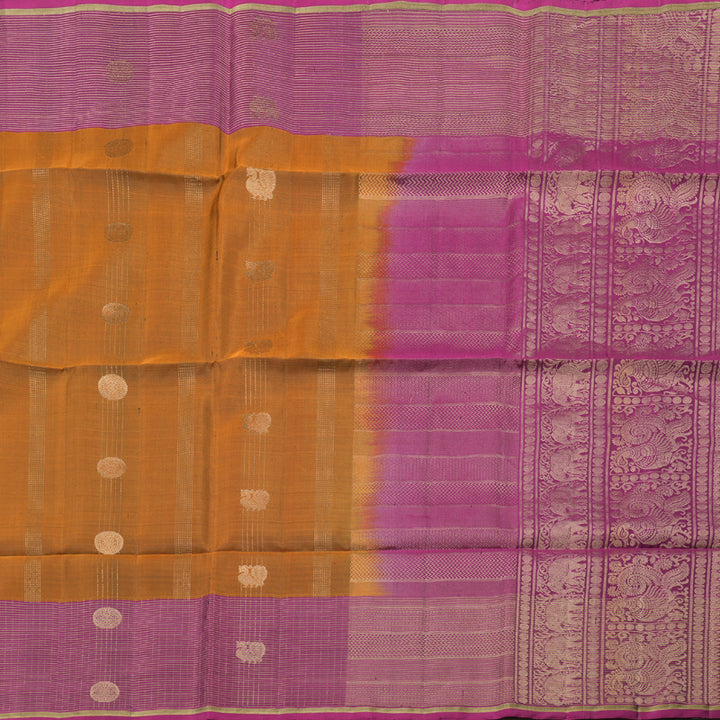 Hayagrivas Handloom Soft Silk Saree in Radiant Honey Orange with Majestic Pink Contrast KBD1788A3-12