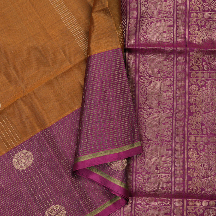 Hayagrivas Handloom Soft Silk Saree in Radiant Honey Orange with Majestic Pink Contrast KBD1788A3-12