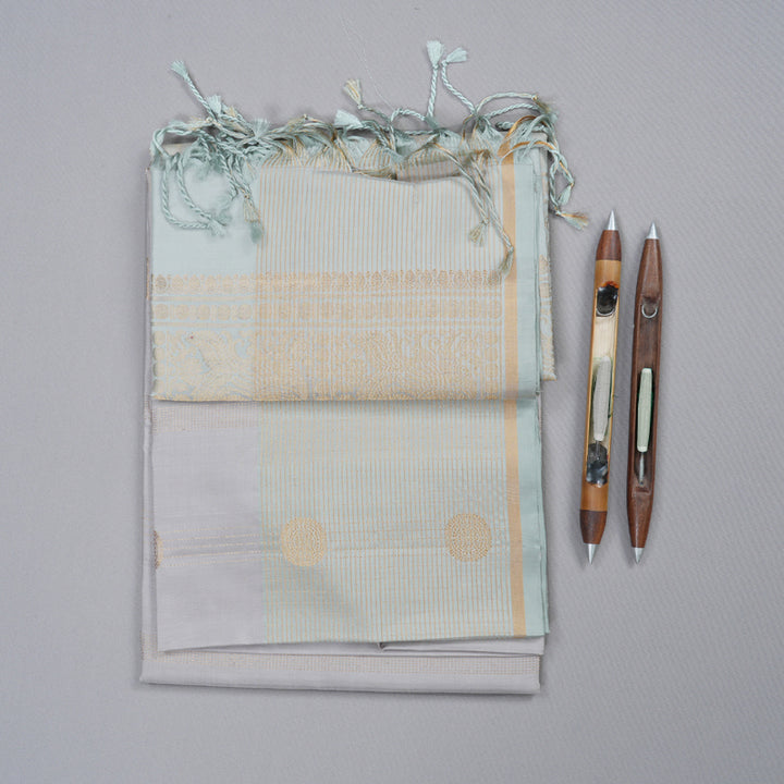 Hayagrivas Silver Grey Handloom Soft Silk Saree KBD1788A3-9