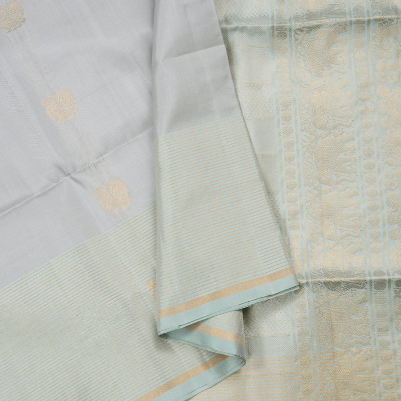 Hayagrivas Silver Grey Handloom Soft Silk Saree KBD1788A3-9