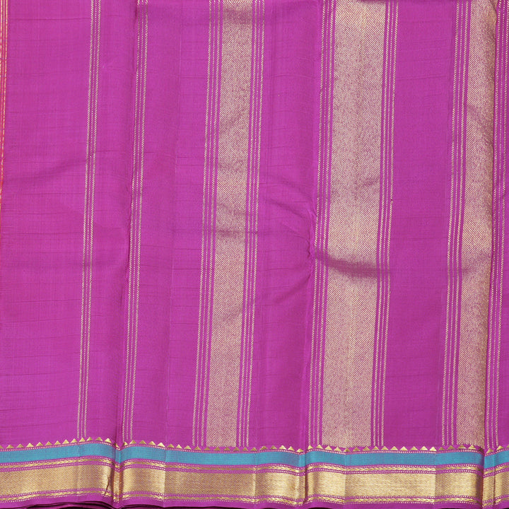 Hayagrivas Orangish Pink Handloom Kanjivaram Silk Saree with Purple Border KBD1790A2-1