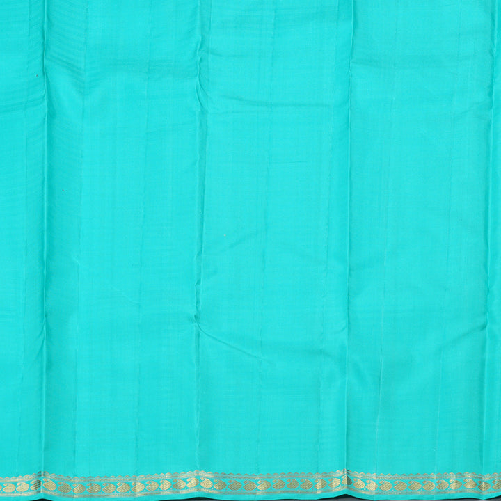 Hayagrivas Sea Blue With Yellow Checks Handloom Kanjivaram Silk Saree KBD1790A3-1