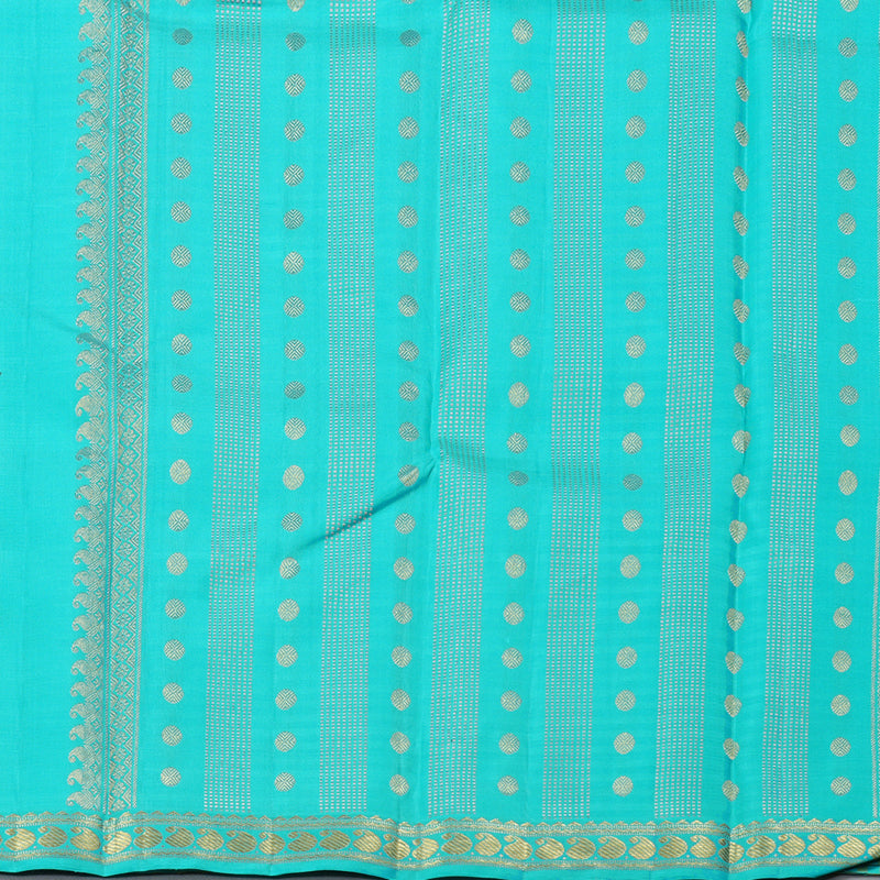 Hayagrivas Sea Blue With Yellow Checks Handloom Kanjivaram Silk Saree KBD1790A3-1