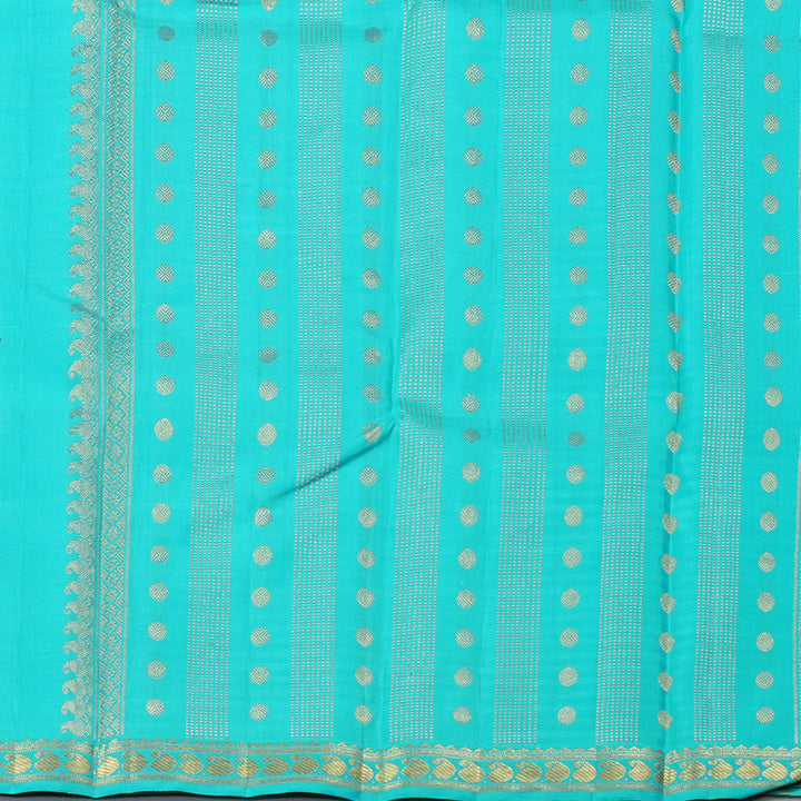 Hayagrivas Sea Blue With Yellow Checks Handloom Kanjivaram Silk Saree KBD1790A3-1