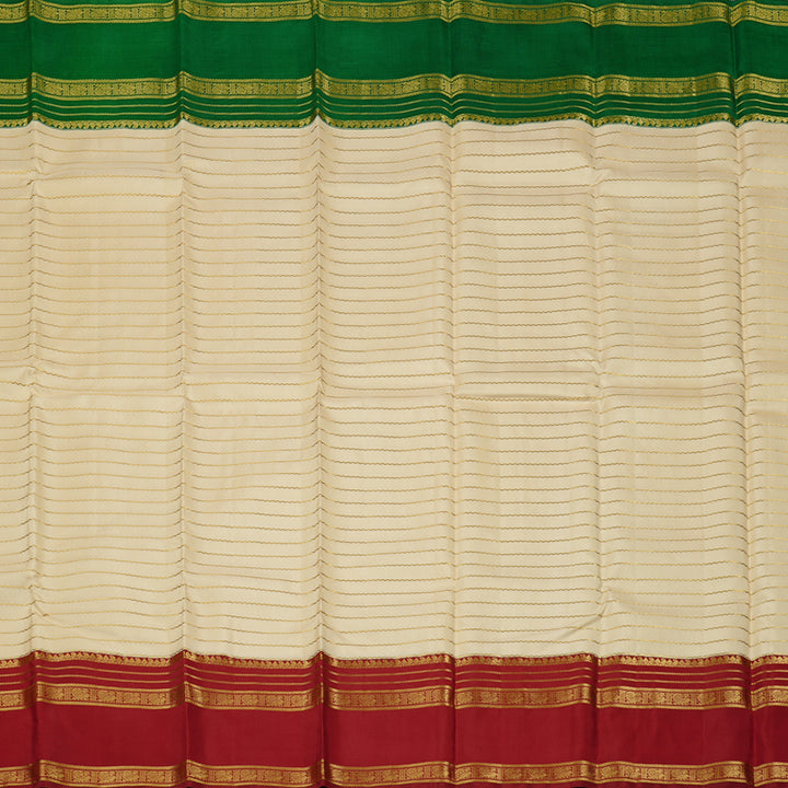 Hayagrivas Sandal Handloom Kanjivaram Silk Saree with Ganga Jamuna (Green And Maroon) Border KBD1791A1-1