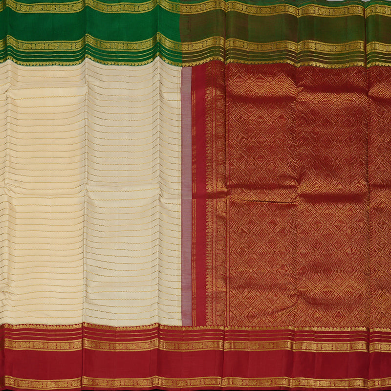 Hayagrivas Sandal Handloom Kanjivaram Silk Saree with Ganga Jamuna (Green And Maroon) Border KBD1791A1-1