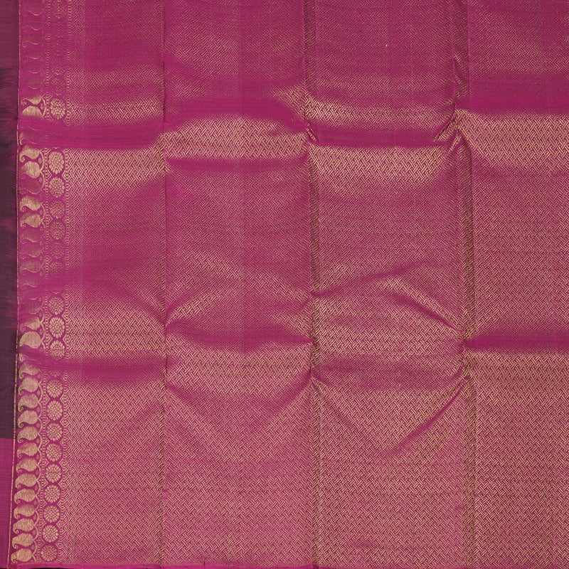 Hayagrivas Dark Brown Handloom Kanjivaram Silk Saree with Purple Border KBD1793A1-2