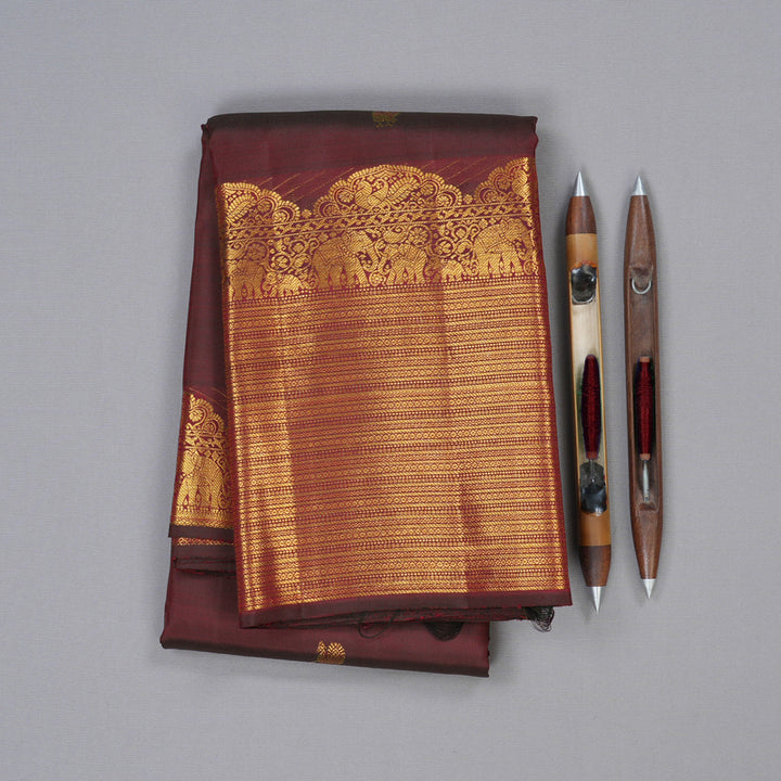 Hayagrivas Wine Maroon Handloom Kanjivaram Silk Saree KBD1793A3-2