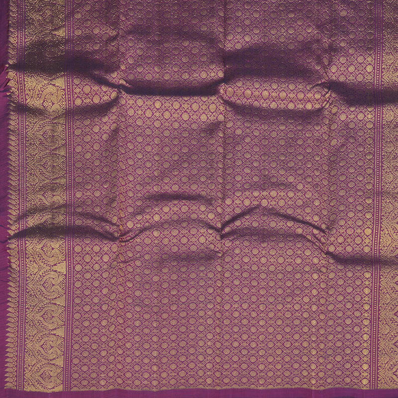 Hayagrivas Dual Tone (Yellow With Pink) Handloom Kanjivaram Silk Saree with Dark Purple Border KBD1796A3-2