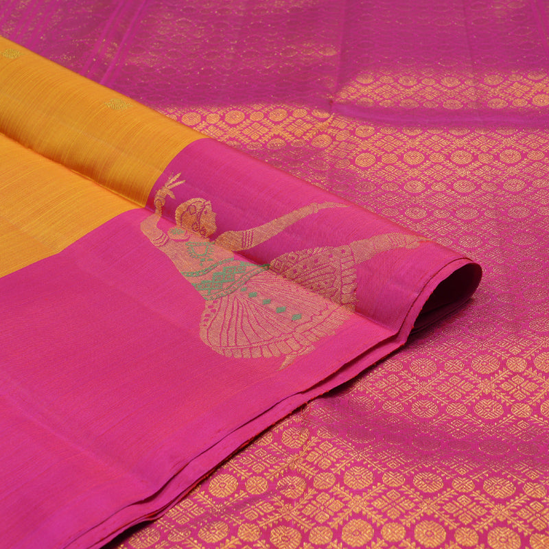 Hayagrivas Handloom Kanjivaram Silk Saree in Luminous Golden Yellow KBD1796A3-5