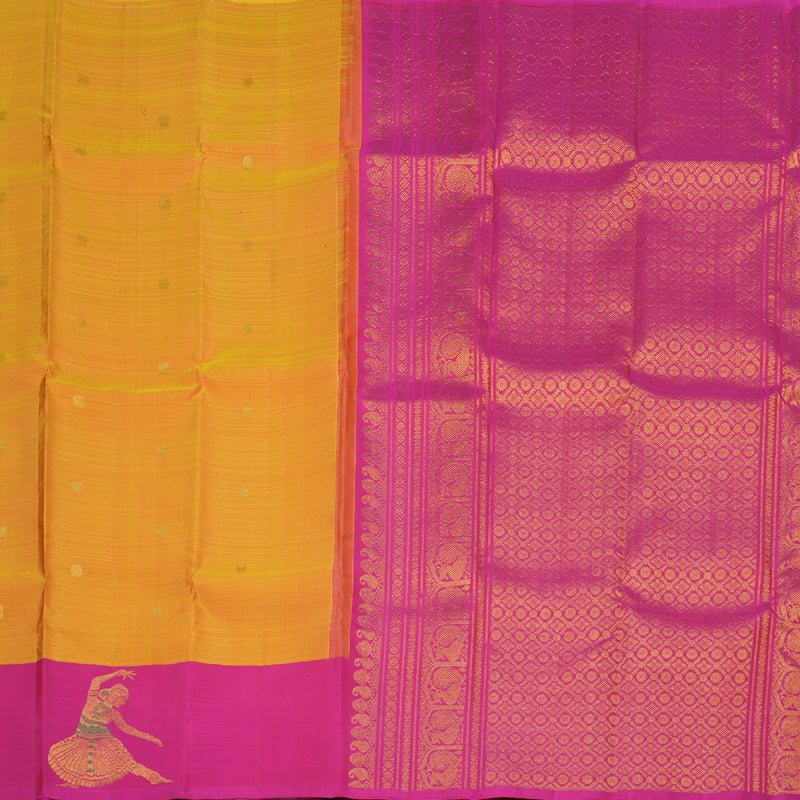 Hayagrivas Handloom Kanjivaram Silk Saree in Luminous Golden Yellow KBD1796A3-5