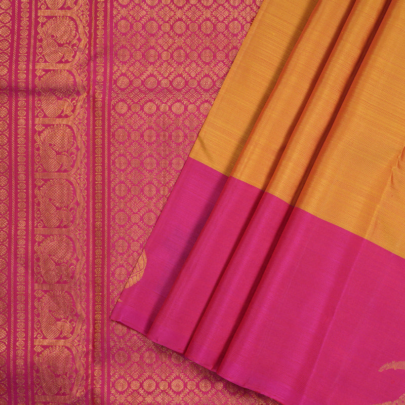 Hayagrivas Handloom Kanjivaram Silk Saree in Luminous Golden Yellow KBD1796A3-5