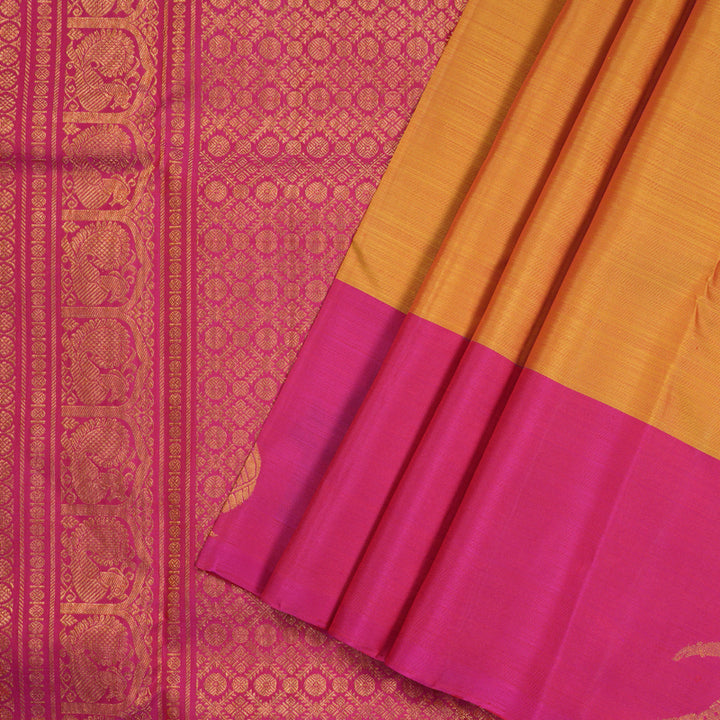 Hayagrivas Handloom Kanjivaram Silk Saree in Luminous Golden Yellow KBD1796A3-5