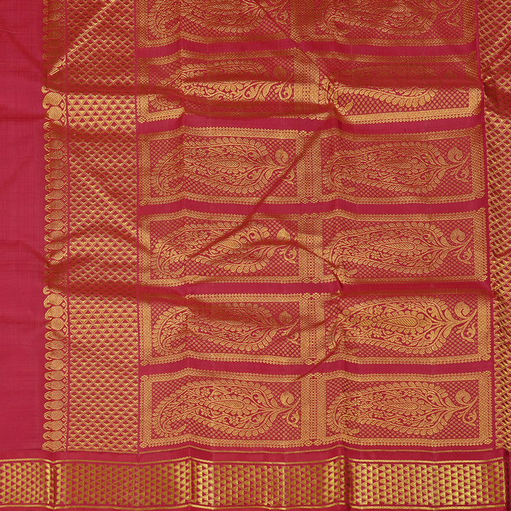 Hayagrivas White Handloom Kanjivaram Silk Saree with Ganga Jamuna (Black And Maroon) Border KBD1798B10-2