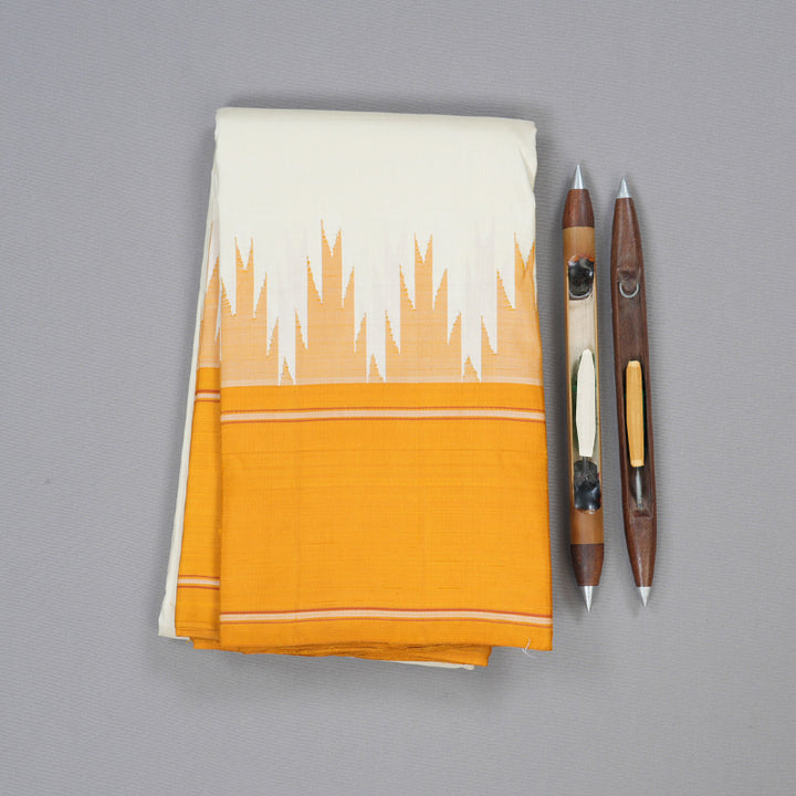 Hayagrivas Handloom Ivory With Mustard Kanjivaram Silk Saree KBD1798B5-10