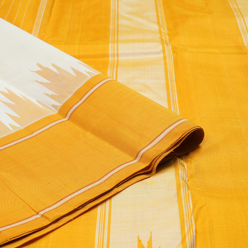Hayagrivas Handloom Ivory With Mustard Kanjivaram Silk Saree KBD1798B5-10