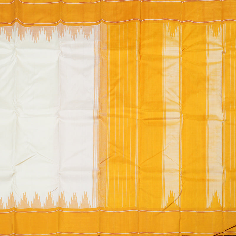 Hayagrivas Handloom Ivory With Mustard Kanjivaram Silk Saree KBD1798B5-10