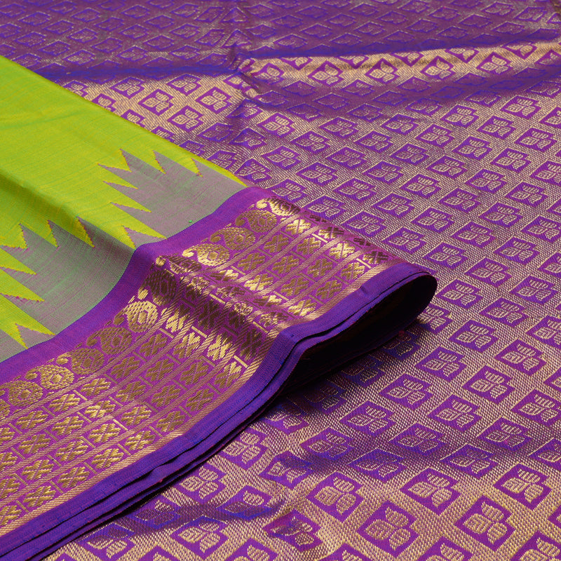 Hayagrivas Handloom Pure Kanjivaram Silk Saree in Glossy Fluorescent Green KBD1798B9-1