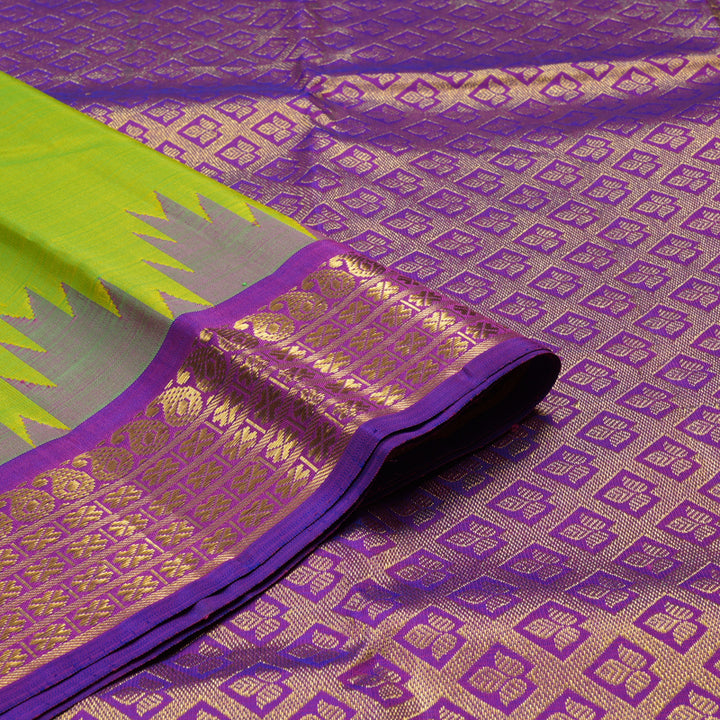 Hayagrivas Handloom Pure Kanjivaram Silk Saree in Glossy Fluorescent Green KBD1798B9-1