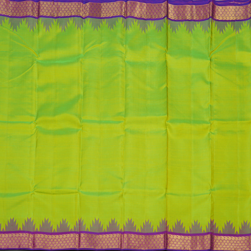 Hayagrivas Handloom Pure Kanjivaram Silk Saree in Glossy Fluorescent Green KBD1798B9-1