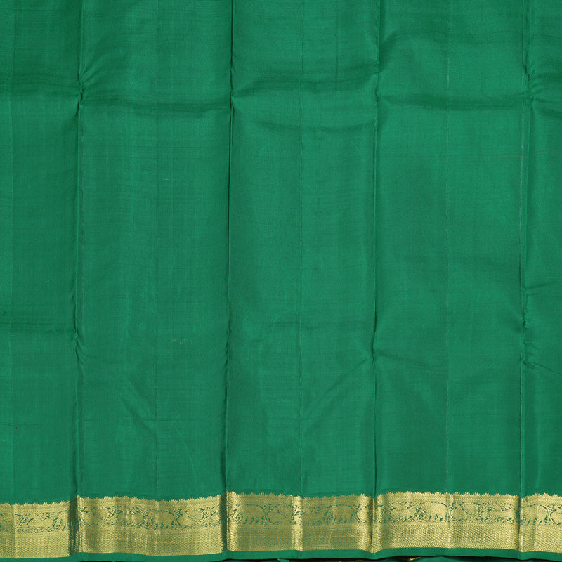 Hayagrivas Orangish Pink Handloom Kanjivaram Silk Saree with Bottle Green Border with KBD1799B3-1