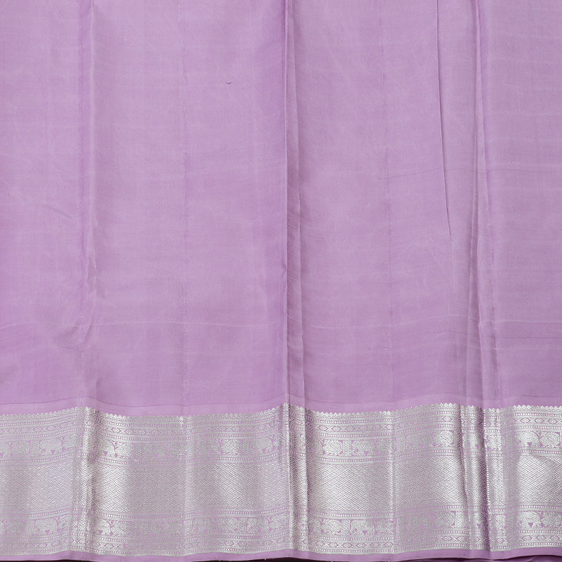 Hayagrivas Handloom Midnight Blue Kanjivaram Silk Saree with Lavendar Border KBD1802B1-1