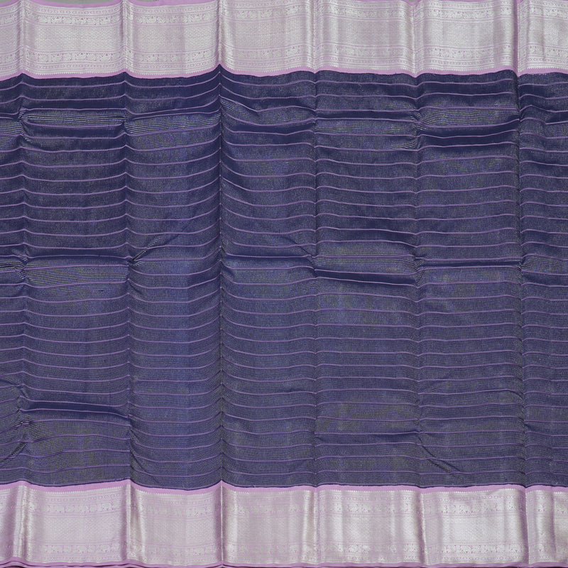 Hayagrivas Handloom Midnight Blue Kanjivaram Silk Saree with Lavendar Border KBD1802B1-1