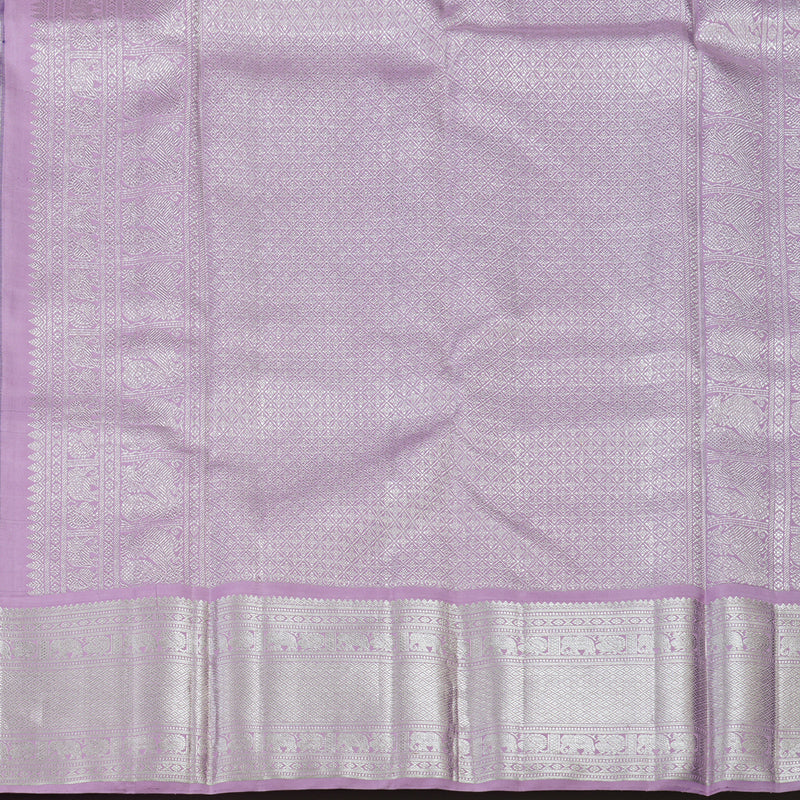 Hayagrivas Handloom Midnight Blue Kanjivaram Silk Saree with Lavendar Border KBD1802B1-1